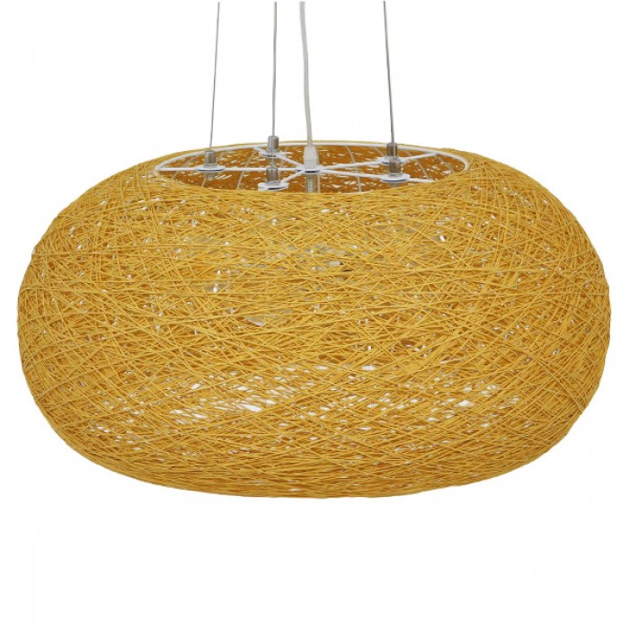 GloboStar® FIJI 01628 Vintage Κρεμαστό Φωτιστικό Οροφής Πολύφωτο 5 x E27 Μπέζ Rattan Φ60 x Υ29cm GloboStar® FIJI 01628 Vintage Κρεμαστό Φωτιστικό Οροφής Πολύφωτο 5 x E27 Μπέζ Rattan Φ60 x Υ29cm