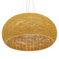 GloboStar® FIJI 01628 Vintage Κρεμαστό Φωτιστικό Οροφής Πολύφωτο 5 x E27 Μπέζ Rattan Φ60 x Υ29cm