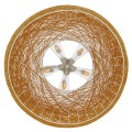 GloboStar® FIJI 01628 Vintage Κρεμαστό Φωτιστικό Οροφής Πολύφωτο 5 x E27 Μπέζ Rattan Φ60 x Υ29cm