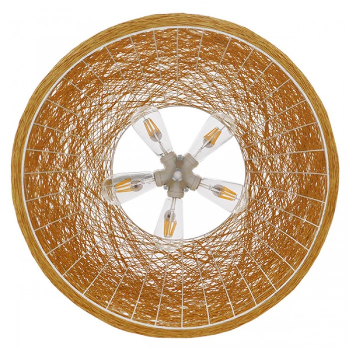 GloboStar® FIJI 01628 Vintage Κρεμαστό Φωτιστικό Οροφής Πολύφωτο 5 x E27 Μπέζ Rattan Φ60 x Υ29cm GloboStar® FIJI 01628 Vintage Κρεμαστό Φωτιστικό Οροφής Πολύφωτο 5 x E27 Μπέζ Rattan Φ60 x Υ29cm