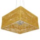 GloboStar® LONG BAY 01629 Vintage Κρεμαστό Φωτιστικό Οροφής Πολύφωτο 5 x E27 Καφέ Ξύλινο Rattan Μ40 x Π40 x Υ22.5cm