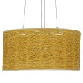 GloboStar® MADAGASKAR 01630 Vintage Κρεμαστό Φωτιστικό Οροφής Τρίφωτο 3 x E27 Καφέ Ξύλινο Rattan Φ40 x Υ22cm