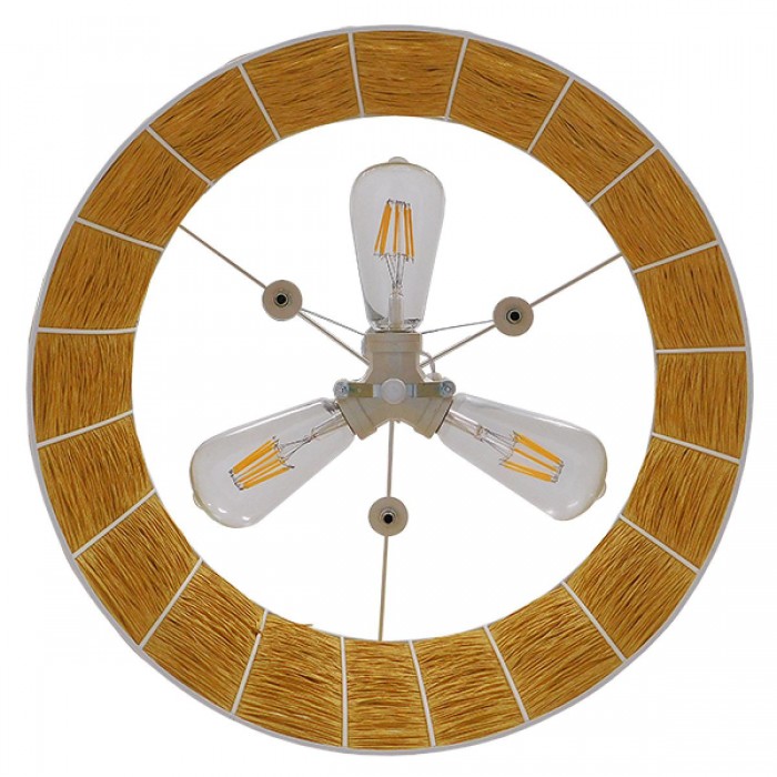 GloboStar® MADAGASKAR 01630 Vintage Κρεμαστό Φωτιστικό Οροφής Τρίφωτο 3 x E27 Καφέ Ξύλινο Rattan Φ40 x Υ22cm GloboStar® MADAGASKAR 01630 Vintage Κρεμαστό Φωτιστικό Οροφής Τρίφωτο 3 x E27 Καφέ Ξύλινο Rattan Φ40 x Υ22cm