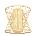 GloboStar® DE PARIS 01632 Vintage Κρεμαστό Φωτιστικό Οροφής Μονόφωτο 1 x E27 Μπεζ Ξύλινο Μπαμπού Φ35 x Y32cm