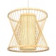 GloboStar® DE PARIS 01632 Vintage Κρεμαστό Φωτιστικό Οροφής Μονόφωτο 1 x E27 Μπεζ Ξύλινο Μπαμπού Φ35 x Y32cm