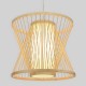 GloboStar® DE PARIS 01632 Vintage Κρεμαστό Φωτιστικό Οροφής Μονόφωτο 1 x E27 Μπεζ Ξύλινο Μπαμπού Φ35 x Y32cm
