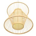 GloboStar® DE PARIS 01632 Vintage Κρεμαστό Φωτιστικό Οροφής Μονόφωτο 1 x E27 Μπεζ Ξύλινο Μπαμπού Φ35 x Y32cm
