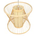 GloboStar® DE PARIS 01632 Vintage Κρεμαστό Φωτιστικό Οροφής Μονόφωτο 1 x E27 Μπεζ Ξύλινο Μπαμπού Φ35 x Y32cm