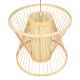 GloboStar® DE PARIS 01632 Vintage Κρεμαστό Φωτιστικό Οροφής Μονόφωτο 1 x E27 Μπεζ Ξύλινο Μπαμπού Φ35 x Y32cm