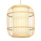 GloboStar® DE PARIS 01633 Vintage Κρεμαστό Φωτιστικό Οροφής Μονόφωτο 1 x E27 Μπεζ Ξύλινο Μπαμπού Φ26 x Y32cm