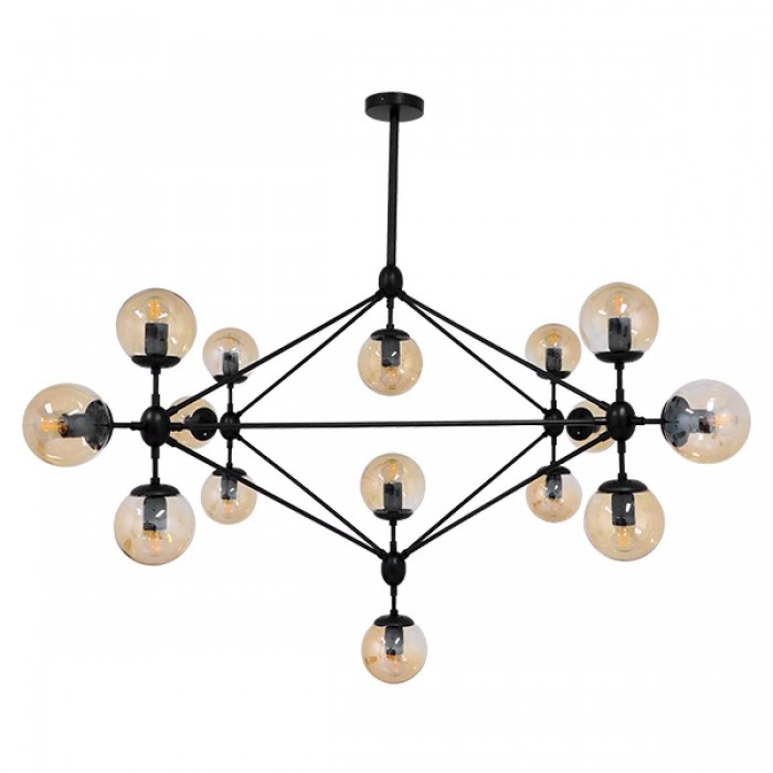 GloboStar® SENTINEL 01637 Μοντέρνο Industrial Κρεμαστό Φωτιστικό Οροφής Πολύφωτο 15 x E27 Μαύρο Μεταλλικό Πολυέλαιος με Μελί Γυαλί Φ150 x Υ115cm GloboStar® SENTINEL 01637 Μοντέρνο Industrial Κρεμαστό Φωτιστικό Οροφής Πολύφωτο 15 x E27 Μαύρο Μεταλλικό Πολυέλαιος με Μελί Γυαλί Φ150 x Υ115cm