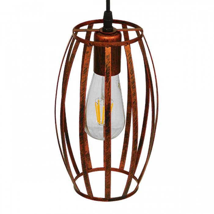 GloboStar® ZEBRA 01639 Vintage Industrial Κρεμαστό Φωτιστικό Οροφής Μονόφωτο Καφέ Σκουριά Μεταλλικό Πλέγμα Φ15 x Υ25cm GloboStar® ZEBRA 01639 Vintage Industrial Κρεμαστό Φωτιστικό Οροφής Μονόφωτο Καφέ Σκουριά Μεταλλικό Πλέγμα Φ15 x Υ25cm