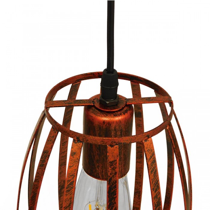 GloboStar® ZEBRA 01639 Vintage Industrial Κρεμαστό Φωτιστικό Οροφής Μονόφωτο Καφέ Σκουριά Μεταλλικό Πλέγμα Φ15 x Υ25cm GloboStar® ZEBRA 01639 Vintage Industrial Κρεμαστό Φωτιστικό Οροφής Μονόφωτο Καφέ Σκουριά Μεταλλικό Πλέγμα Φ15 x Υ25cm