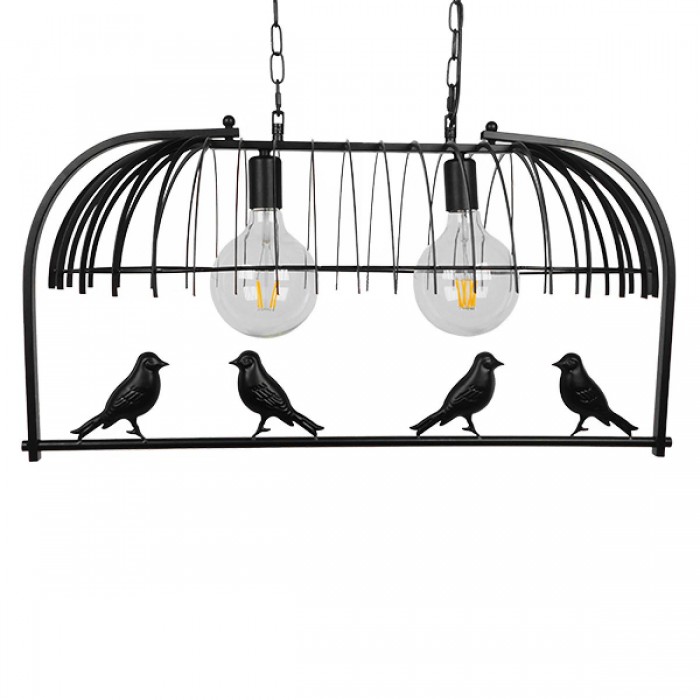 GloboStar® FACET 01643 Vintage Industrial Κρεμαστό Φωτιστικό Οροφής Δίφωτο 2 x E27 Μαύρο Μεταλλικό Πλέγμα Μ73.6 x Π37.5 x Y38cm GloboStar® FACET 01643 Vintage Industrial Κρεμαστό Φωτιστικό Οροφής Δίφωτο 2 x E27 Μαύρο Μεταλλικό Πλέγμα Μ73.6 x Π37.5 x Y38cm