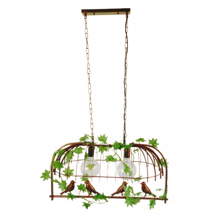 GloboStar® CABALBI 01645 Vintage Industrial Κρεμαστό Φωτιστικό Οροφής Δίφωτο 2 x E27 Καφέ Σκουριά Μεταλλικό Πλέγμα Μ73.6 x Π37.5 x Y38.5cm GloboStar® CABALBI 01645 Vintage Industrial Κρεμαστό Φωτιστικό Οροφής Δίφωτο 2 x E27 Καφέ Σκουριά Μεταλλικό Πλέγμα Μ73.6 x Π37.5 x Y38.5cm