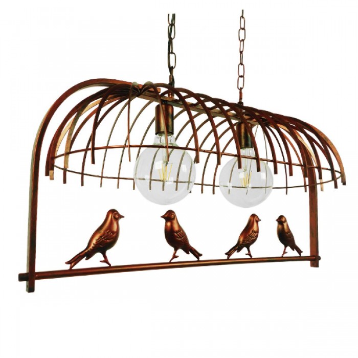 GloboStar® CABALBI 01645 Vintage Industrial Κρεμαστό Φωτιστικό Οροφής Δίφωτο 2 x E27 Καφέ Σκουριά Μεταλλικό Πλέγμα Μ73.6 x Π37.5 x Y38.5cm GloboStar® CABALBI 01645 Vintage Industrial Κρεμαστό Φωτιστικό Οροφής Δίφωτο 2 x E27 Καφέ Σκουριά Μεταλλικό Πλέγμα Μ73.6 x Π37.5 x Y38.5cm