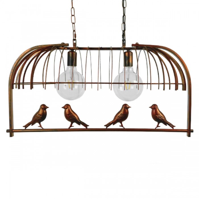 GloboStar® CABALBI 01645 Vintage Industrial Κρεμαστό Φωτιστικό Οροφής Δίφωτο 2 x E27 Καφέ Σκουριά Μεταλλικό Πλέγμα Μ73.6 x Π37.5 x Y38.5cm GloboStar® CABALBI 01645 Vintage Industrial Κρεμαστό Φωτιστικό Οροφής Δίφωτο 2 x E27 Καφέ Σκουριά Μεταλλικό Πλέγμα Μ73.6 x Π37.5 x Y38.5cm