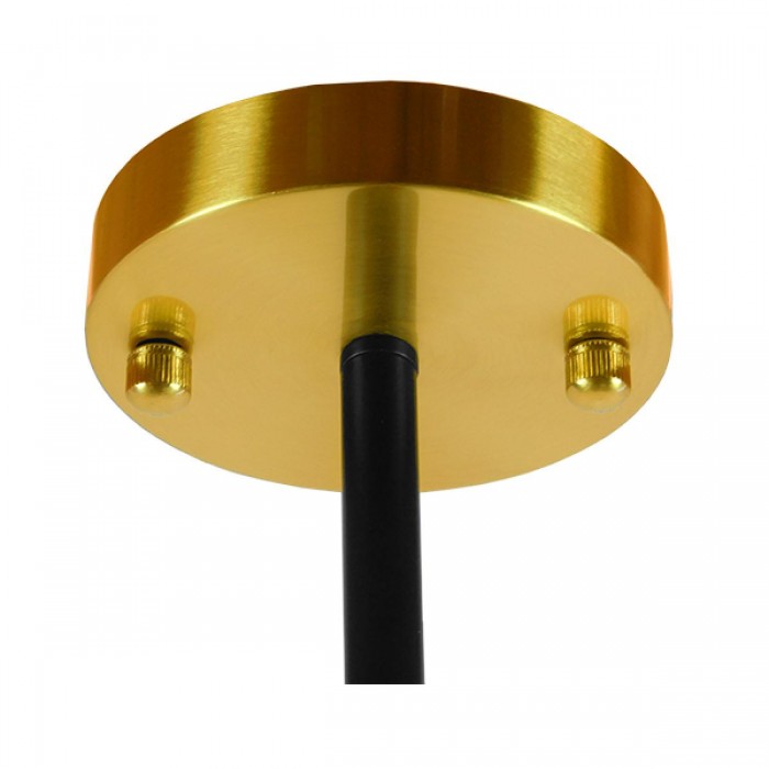 GloboStar® STARDUST 01649 Vintage Industrial Φωτιστικό Οροφής Πολύφωτο Μαύρο - Χρυσό Μεταλλικό Πολυέλαιος με Γυάλινες Μπάλες Λευκό Ματ Φ75 x Y100cm