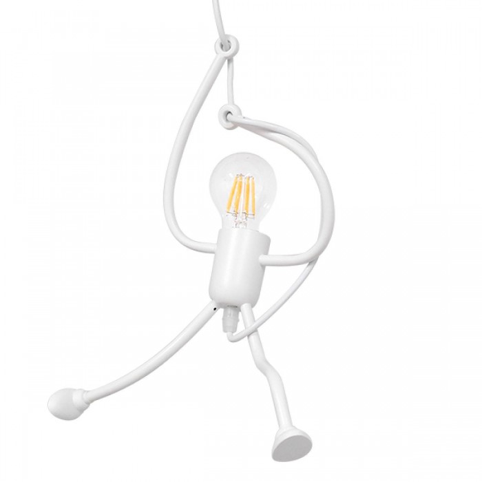 GloboStar® LITTLE MAN 01651 Μοντέρνο Κρεμαστό Φωτιστικό Οροφής Μονόφωτο 1 x E27 Λευκό Μεταλλικό Φ20 x Υ40cm