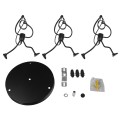 GloboStar® LITTLE MAN 01655 SET Μοντέρνο Κρεμαστό Φωτιστικό Οροφής Τρίφωτο 3 x E27 Μαύρο Μεταλλικό Φ45 x Υ40cm