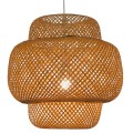 GloboStar® MALDIVES 01657 Μοντέρνο Κρεμαστό Φωτιστικό Οροφής Μονόφωτο 1 x E27 Καφέ Μπαμπού Πλέγμα Φ56 x Υ54cm