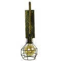 GloboStar® FORME 01659 Vintage Industrial Φωτιστικό Τοίχου Απλίκα Μονόφωτο Μπρούτζινο Ξύλινο Μεταλλικό Πλέγμα Φ15 x Y70cm
