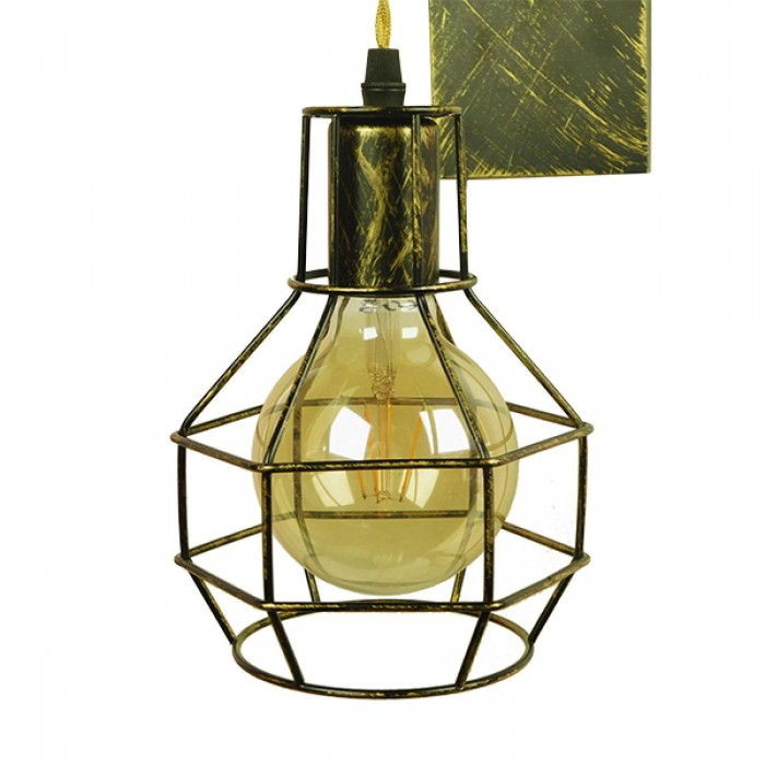 GloboStar® FORME 01659 Vintage Industrial Φωτιστικό Τοίχου Απλίκα Μονόφωτο Μπρούτζινο Ξύλινο Μεταλλικό Πλέγμα Φ15 x Y70cm GloboStar® FORME 01659 Vintage Industrial Φωτιστικό Τοίχου Απλίκα Μονόφωτο Μπρούτζινο Ξύλινο Μεταλλικό Πλέγμα Φ15 x Y70cm