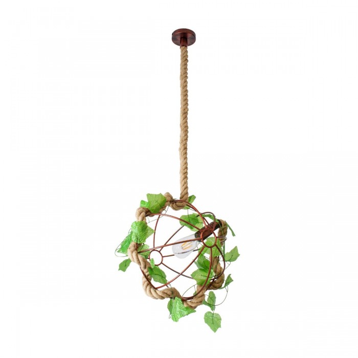 GloboStar® BRADLEY 01660 Vintage Κρεμαστό Φωτιστικό Οροφής Μονόφωτο 1 x E27 Πλέγμα Καφέ Σκουριά με Μπεζ Σχοινί Φ33 x Υ33cm GloboStar® BRADLEY 01660 Vintage Κρεμαστό Φωτιστικό Οροφής Μονόφωτο 1 x E27 Πλέγμα Καφέ Σκουριά με Μπεζ Σχοινί Φ33 x Υ33cm