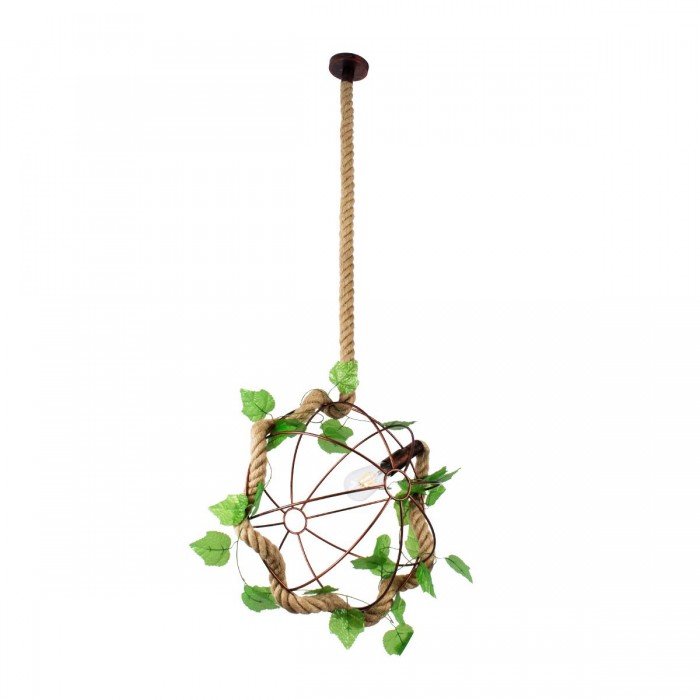 GloboStar® BRADLEY 01661 Vintage Κρεμαστό Φωτιστικό Οροφής Μονόφωτο 1 x E27 Πλέγμα Καφέ Σκουριά με Μπεζ Σχοινί Φ42 x Υ42cm GloboStar® BRADLEY 01661 Vintage Κρεμαστό Φωτιστικό Οροφής Μονόφωτο 1 x E27 Πλέγμα Καφέ Σκουριά με Μπεζ Σχοινί Φ42 x Υ42cm