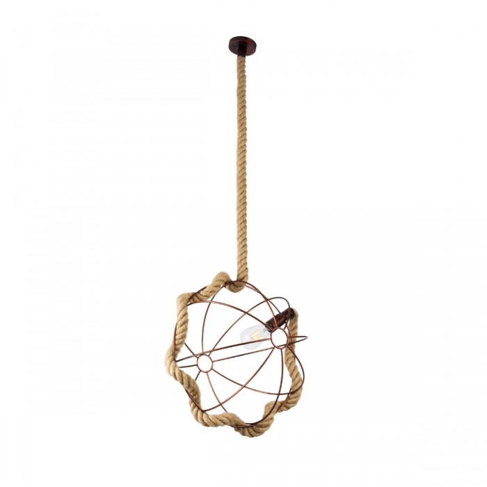 GloboStar® BRADLEY 01661 Vintage Κρεμαστό Φωτιστικό Οροφής Μονόφωτο 1 x E27 Πλέγμα Καφέ Σκουριά με Μπεζ Σχοινί Φ42 x Υ42cm GloboStar® BRADLEY 01661 Vintage Κρεμαστό Φωτιστικό Οροφής Μονόφωτο 1 x E27 Πλέγμα Καφέ Σκουριά με Μπεζ Σχοινί Φ42 x Υ42cm
