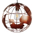 GloboStar® EARTH 01662 Vintage Industrial Κρεμαστό Φωτιστικό Οροφής Μονόφωτο 1 x E27 Καφέ Σκουριά Μεταλλικό Πλέγμα Φ30 x Υ30cm