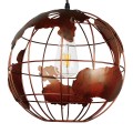 GloboStar® EARTH 01662 Vintage Industrial Κρεμαστό Φωτιστικό Οροφής Μονόφωτο 1 x E27 Καφέ Σκουριά Μεταλλικό Πλέγμα Φ30 x Υ30cm