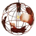 GloboStar® EARTH 01662 Vintage Industrial Κρεμαστό Φωτιστικό Οροφής Μονόφωτο 1 x E27 Καφέ Σκουριά Μεταλλικό Πλέγμα Φ30 x Υ30cm
