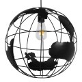 GloboStar® EARTH 01663 Vintage Industrial Κρεμαστό Φωτιστικό Οροφής Μονόφωτο 1 x E27 Μαύρο Μεταλλικό Πλέγμα Φ40 x Υ40cm