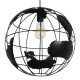 GloboStar® EARTH 01663 Vintage Industrial Κρεμαστό Φωτιστικό Οροφής Μονόφωτο 1 x E27 Μαύρο Μεταλλικό Πλέγμα Φ40 x Υ40cm