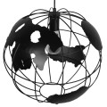 GloboStar® EARTH 01663 Vintage Industrial Κρεμαστό Φωτιστικό Οροφής Μονόφωτο 1 x E27 Μαύρο Μεταλλικό Πλέγμα Φ40 x Υ40cm