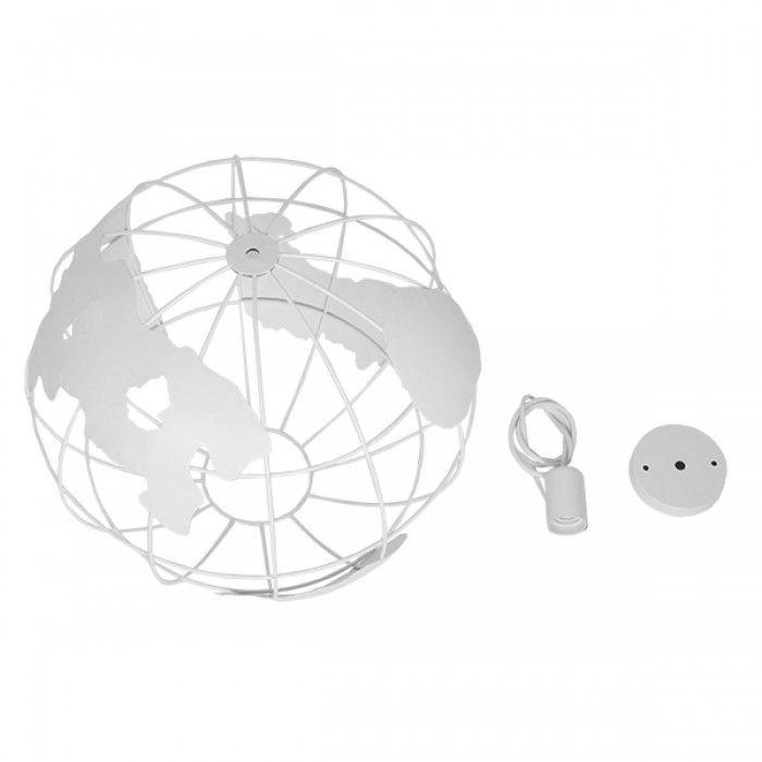 GloboStar® EARTH 01664 Vintage Industrial Κρεμαστό Φωτιστικό Οροφής Μονόφωτο 1 x E27 Λευκό Μεταλλικό Πλέγμα Φ40 x Υ40cm