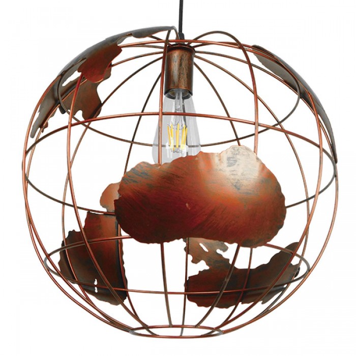 GloboStar® EARTH 01665 Vintage Industrial Κρεμαστό Φωτιστικό Οροφής Μονόφωτο 1 x E27 Καφέ Σκουριά Μεταλλικό Πλέγμα Φ40 x Υ40cm GloboStar® EARTH 01665 Vintage Industrial Κρεμαστό Φωτιστικό Οροφής Μονόφωτο 1 x E27 Καφέ Σκουριά Μεταλλικό Πλέγμα Φ40 x Υ40cm
