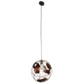 GloboStar® EARTH 01665 Vintage Industrial Κρεμαστό Φωτιστικό Οροφής Μονόφωτο 1 x E27 Καφέ Σκουριά Μεταλλικό Πλέγμα Φ40 x Υ40cm