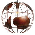 GloboStar® EARTH 01665 Vintage Industrial Κρεμαστό Φωτιστικό Οροφής Μονόφωτο 1 x E27 Καφέ Σκουριά Μεταλλικό Πλέγμα Φ40 x Υ40cm