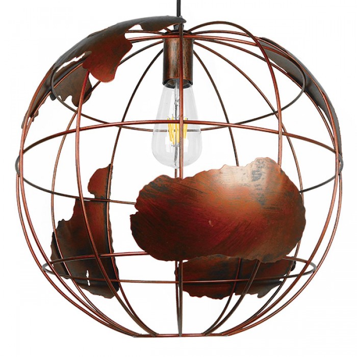 GloboStar® EARTH 01665 Vintage Industrial Κρεμαστό Φωτιστικό Οροφής Μονόφωτο 1 x E27 Καφέ Σκουριά Μεταλλικό Πλέγμα Φ40 x Υ40cm GloboStar® EARTH 01665 Vintage Industrial Κρεμαστό Φωτιστικό Οροφής Μονόφωτο 1 x E27 Καφέ Σκουριά Μεταλλικό Πλέγμα Φ40 x Υ40cm