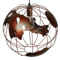 GloboStar® EARTH 01665 Vintage Industrial Κρεμαστό Φωτιστικό Οροφής Μονόφωτο 1 x E27 Καφέ Σκουριά Μεταλλικό Πλέγμα Φ40 x Υ40cm