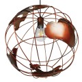 GloboStar® EARTH 01665 Vintage Industrial Κρεμαστό Φωτιστικό Οροφής Μονόφωτο 1 x E27 Καφέ Σκουριά Μεταλλικό Πλέγμα Φ40 x Υ40cm
