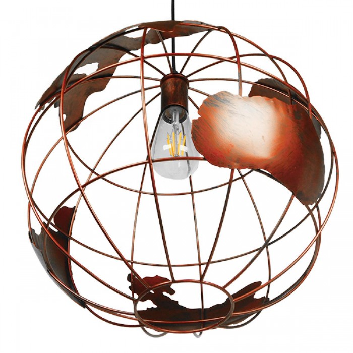 GloboStar® EARTH 01665 Vintage Industrial Κρεμαστό Φωτιστικό Οροφής Μονόφωτο 1 x E27 Καφέ Σκουριά Μεταλλικό Πλέγμα Φ40 x Υ40cm GloboStar® EARTH 01665 Vintage Industrial Κρεμαστό Φωτιστικό Οροφής Μονόφωτο 1 x E27 Καφέ Σκουριά Μεταλλικό Πλέγμα Φ40 x Υ40cm