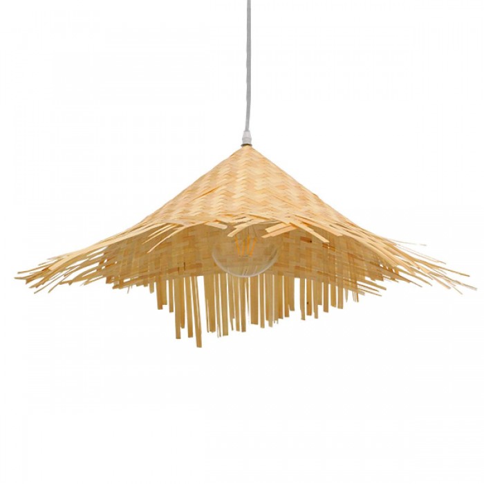 GloboStar® RICEHAT 01666 Vintage Κρεμαστό Φωτιστικό Οροφής Μονόφωτο 1 x E27 Μπέζ Ξύλινο Ψάθινο Μπαμπού Φ70 x Υ25cm GloboStar® RICEHAT 01666 Vintage Κρεμαστό Φωτιστικό Οροφής Μονόφωτο 1 x E27 Μπέζ Ξύλινο Ψάθινο Μπαμπού Φ70 x Υ25cm