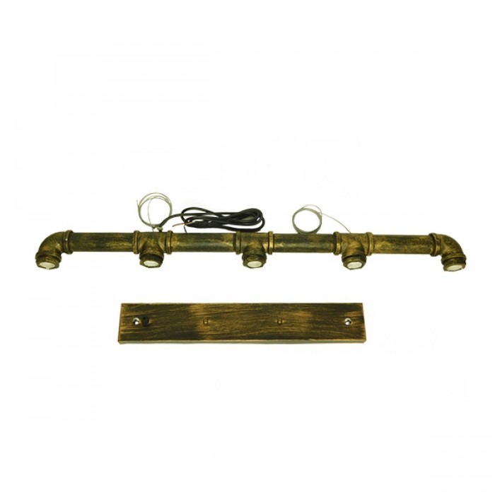 GloboStar® DUCT 01669 Vintage Industrial Κρεμαστό Φωτιστικό Οροφής Πολύφωτο 5 x E27 Μπρούτζινο Μεταλλικό Ράγα Μ92 x Π5 x Y8cm