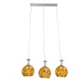 GloboStar® MARGARO 01671 Μοντέρνο Κρεμαστό Φωτιστικό Οροφής Τρίφωτο 3 x E27 Χρυσό Μεταλλικό με Κρύσταλλα Μ64 x Π18 x Υ24cm
