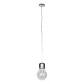 GloboStar® LAMP 01676 Μοντέρνο Κρεμαστό Φωτιστικό Οροφής Μονόφωτο 1 x E27 Ασημί Νίκελ Μεταλλικό Διάφανο Γυαλί Φ15 x Υ27cm