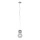 GloboStar® LAMP 01676 Μοντέρνο Κρεμαστό Φωτιστικό Οροφής Μονόφωτο 1 x E27 Ασημί Νίκελ Μεταλλικό Διάφανο Γυαλί Φ15 x Υ27cm