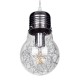 GloboStar® LAMP 01676 Μοντέρνο Κρεμαστό Φωτιστικό Οροφής Μονόφωτο 1 x E27 Ασημί Νίκελ Μεταλλικό Διάφανο Γυαλί Φ15 x Υ27cm